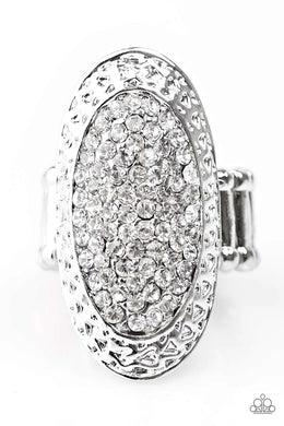 Ka-Pow White Rhinestone Ring Paparazzi Accessories