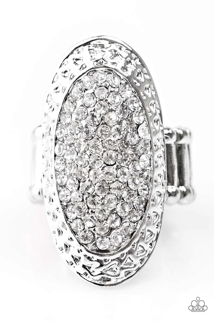 Ka-Pow White Rhinestone Ring Paparazzi Accessories