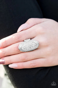 rhinestones,white,wide back,Ka-Pow White Rhinestone Ring