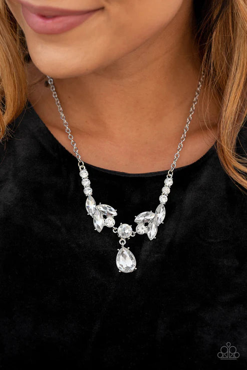 Unrivaled Sparkle White Rhinestone Necklace Vivacious Bombshell Bling, LLC, Jenny and James Davison