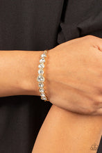 Load image into Gallery viewer, Lusty Luster Gold Rhinestone Heart Bracelet Paparazzi Accessories