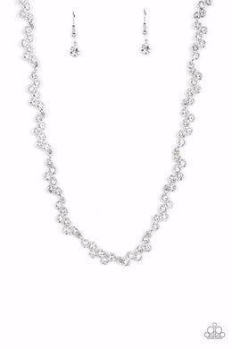 Glowing Admiration White Rhinestone Heart Necklace Paparazzi Accessories