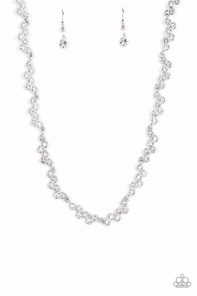 Glowing Admiration White Rhinestone Heart Necklace Paparazzi Accessories