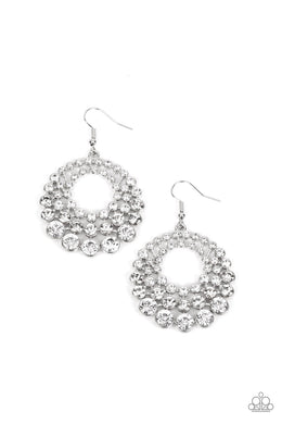 So Self-GLOW-rious White Rhinestone Earrings Paparazzi Accessories