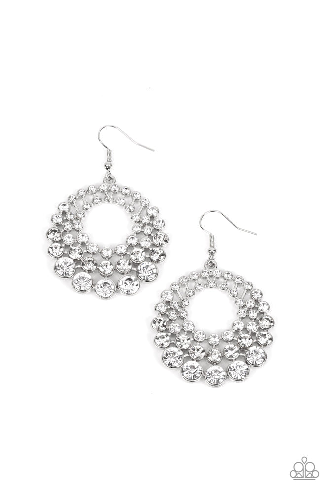 So Self-GLOW-rious White Rhinestone Earrings Paparazzi Accessories