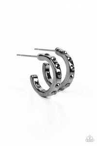 gunmetal,hematite,hoops,rhinestones,Gallant Glitz Black Hematite Rhinestone Hoop Earring