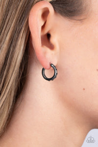 gunmetal,hematite,hoops,rhinestones,Gallant Glitz Black Hematite Rhinestone Hoop Earring