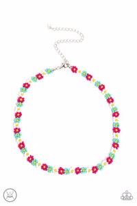 choker,pink,seed bead,Seed Limit Pink Seed Bead Floral Necklace