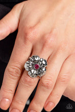 Load image into Gallery viewer, Bloom Bloom Pow Pink Rhinestone Floral Ring Paparazzi Accessories