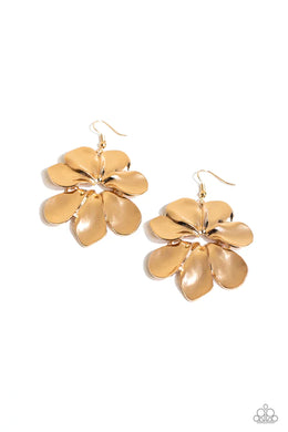 Hinging Hallmark Gold Floral Earrings Paparazzi Accessories