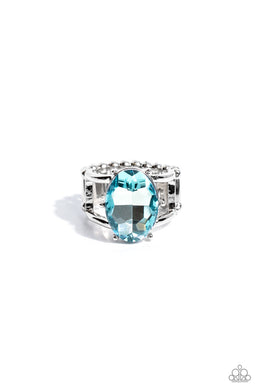 Prismatically Pronged Blue Rhinestone Ring Paparazzi Accessories