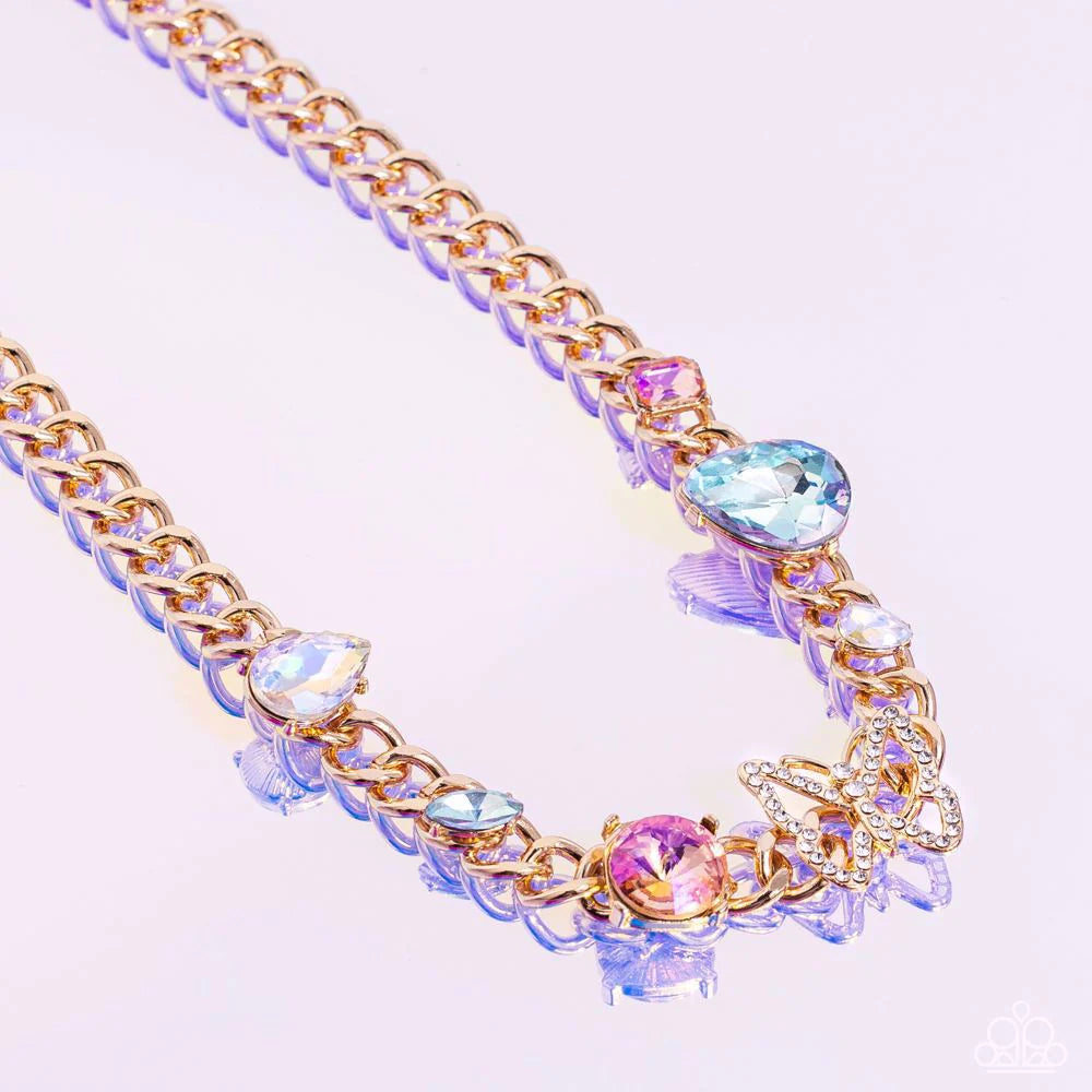 Storybook Succession Gold Rhinestone Necklace Paparazzi Accessories