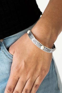 Wild West Story White Stone Stretchy Bracelet Paparazzi Accessories