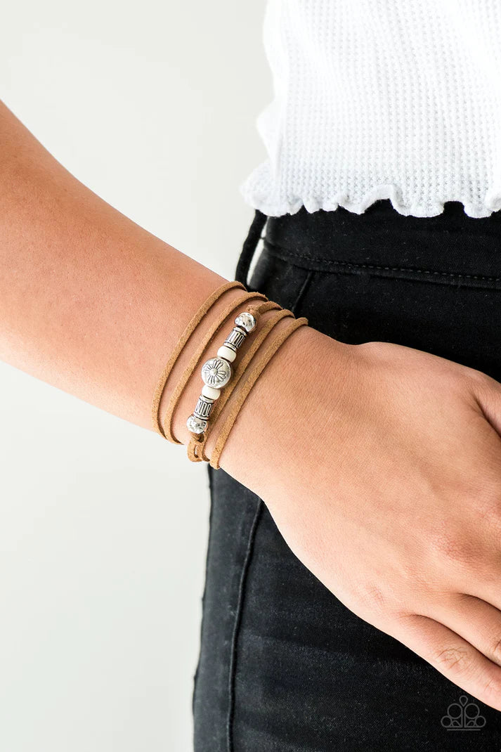 Find Your Way White Leather Bracelet Paparazzi Accessories