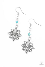 Load image into Gallery viewer, Cactus Blossom Blue Floral Earring Paparazzi Accessories