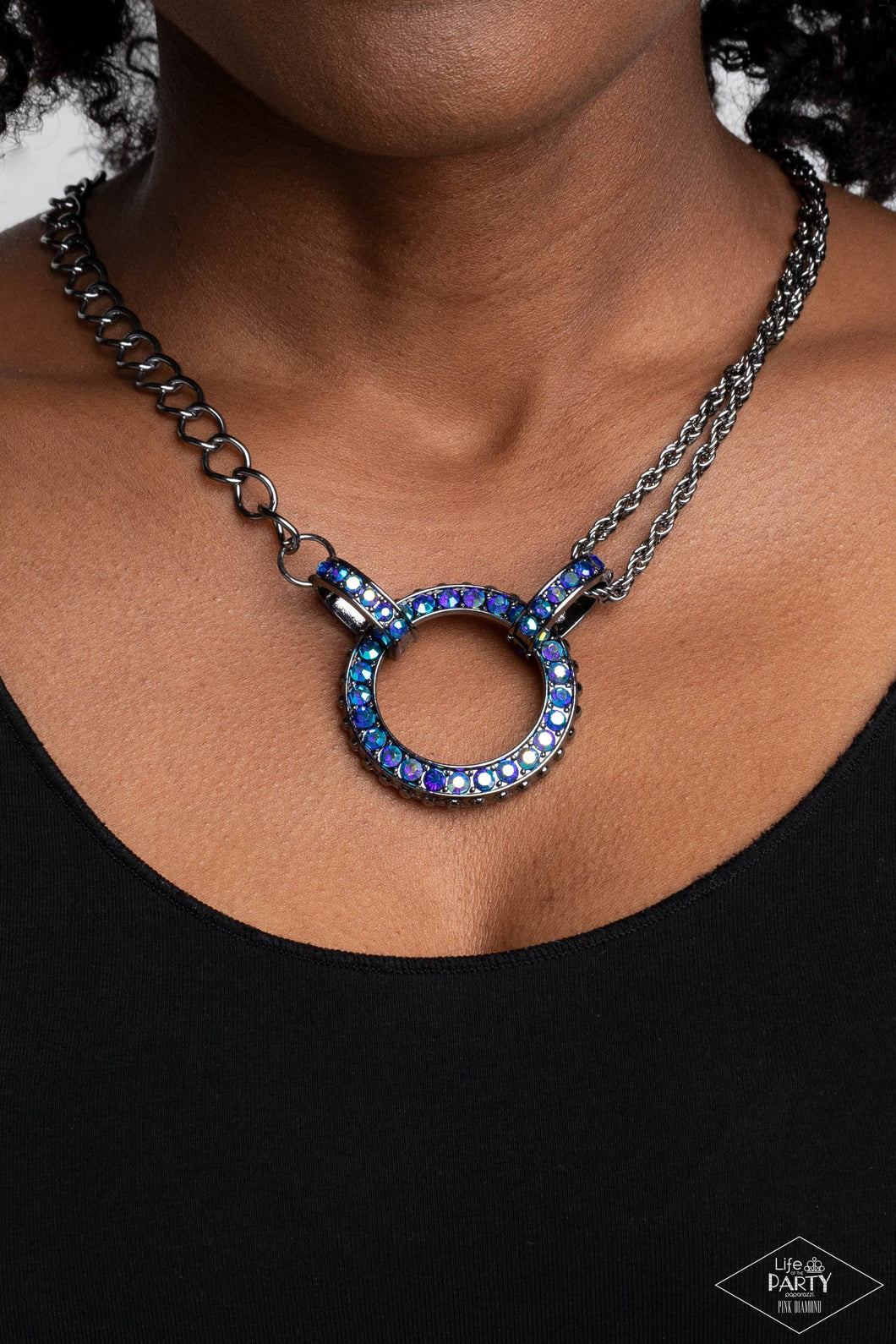 Razzle Dazzle Blue Rhinestone Necklace Paparazzi Accessories