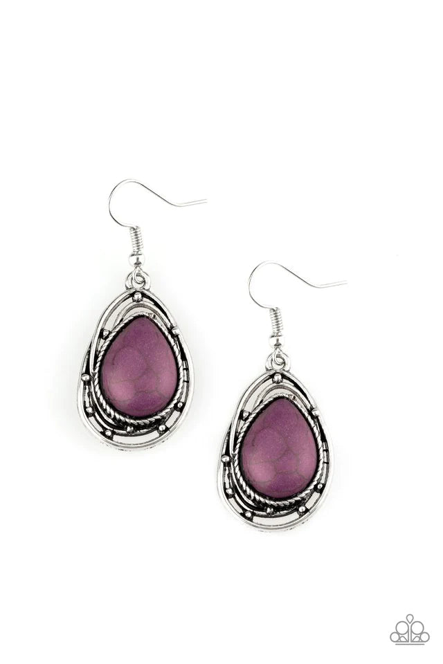 Abstract Anthropology Purple Stone Earring Paparazzi Accessories