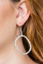 Load image into Gallery viewer, Stoppin Traffic White Rhinestone Earrings Paparazzi Accessories