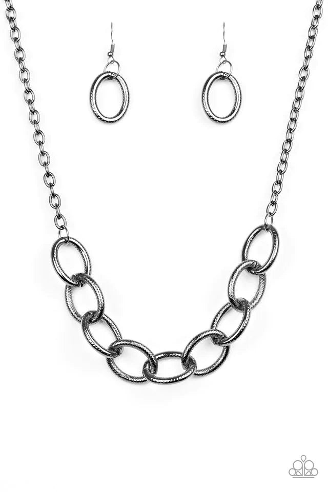 Boldy Bronx Black Gunmetal Necklaces Paparazzi Accessories