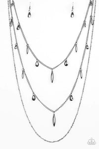 black,long necklace,Bravo Bravado Black Gunmetal Necklace