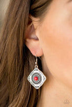 Load image into Gallery viewer, Fiercely Four Corners Red Stone Earrings Paparazzi Accessories