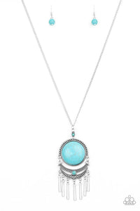 blue,crackle stone,long necklace,turquoise,Rural Rustler Blue Turquoise Stone Necklace