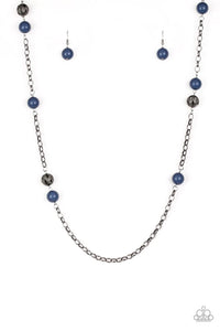 blue,gunmetal,long necklace,Fashion Fad Blue Necklace