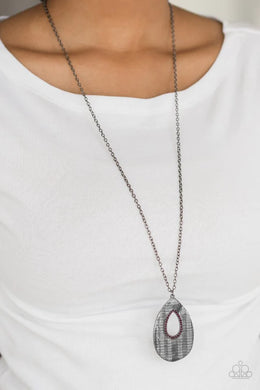Stop, TEARDROP, and Roll Purple Rhinestone Necklace Paparazzi Accessories