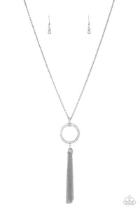 long necklace,rhinestones,white,Straight To The Top White Rhinestone Necklace
