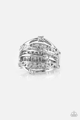Make The World Sparkle White Rhinestone Ring Paparazzi Accessories