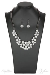 2018 Zi,gunmetal,rhinestones,short necklace,The Angela Zi Collection Necklace