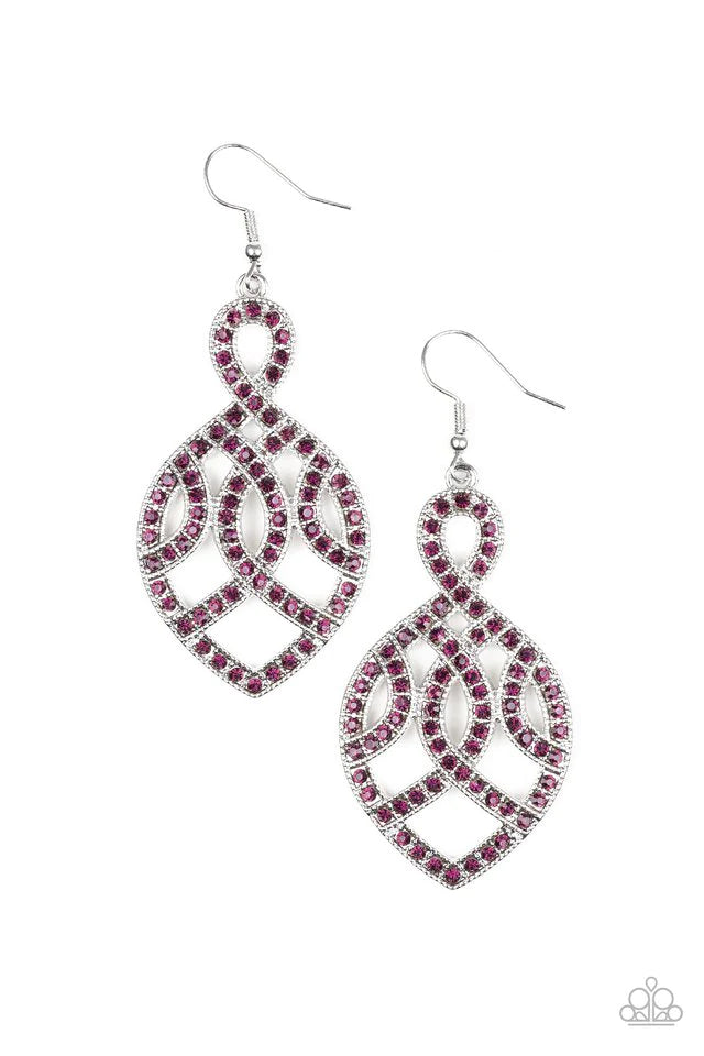A Grand Statement Purple Rhinestone Earrings Paparazzi Accessories