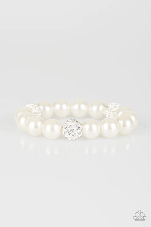 Cake Walk White Pearl Stretchy Bracelet Paparazzi Accessories