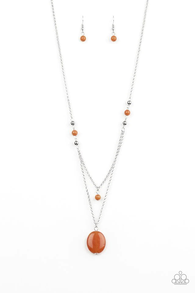 Time To Hit The Roam Orange Stone Necklace Paparazzi Accessories