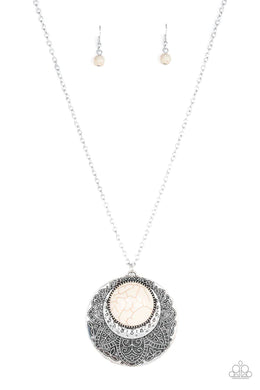 Medallion Meadow White Stone Necklace Paparazzi Accessories