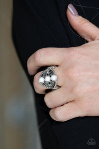 hearts,white,wide back,Triple Whammy White Ring