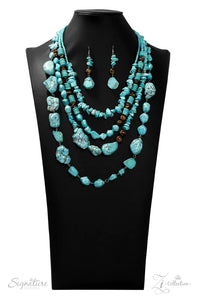 2019 Zi,blue,crackle stone,long necklace,turquoise,The Monica Zi Collection Necklace