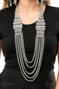 2019 Zi,hematite,long necklace,rhinestones,silver,The Erika Zi Collection Necklace