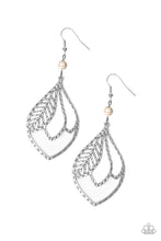 Load image into Gallery viewer, Absolutely Airborne White Stone Feather Earring Paparazzi Accessories
