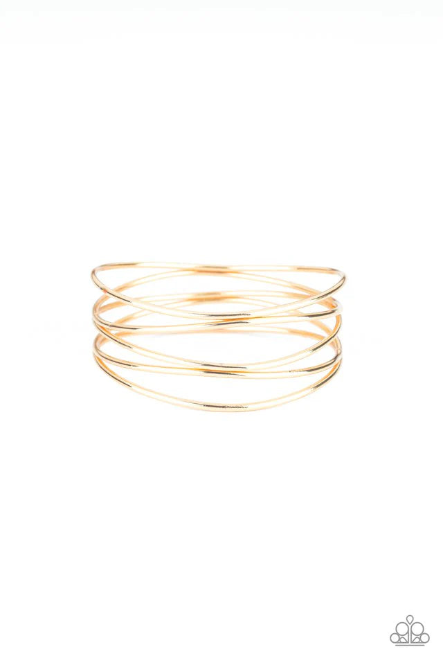 Showstopping Sheen Gold Bangle Bracelet Paparazzi Accessories