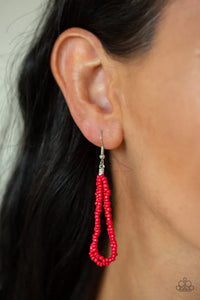 long necklace,red,seed bead,Congo Colada Red Seed Bead Necklace