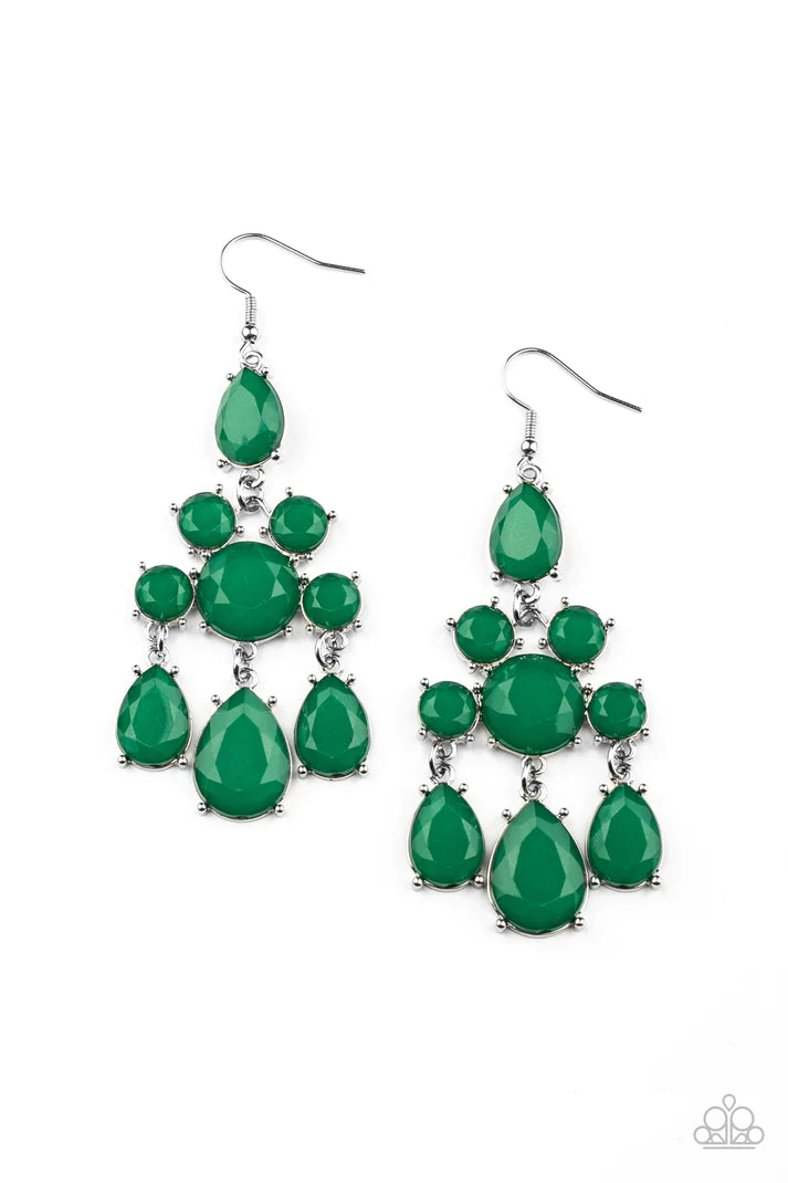 Afterglow Glamour Green Earrings Paparazzi Accessories
