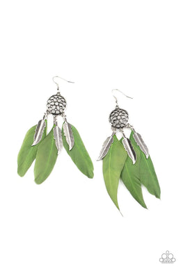 In Your Wildest DREAM-CATCHERS Green Feather Earrings Vivacious Bombshell Bling, LLC, Jenny and James Davison