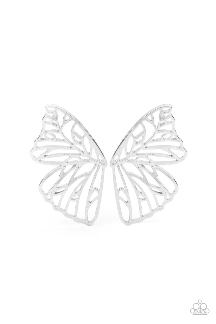 Butterfly Frills Silver Earrings