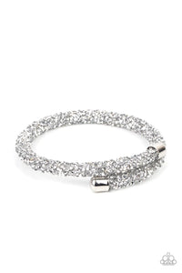 coil,rhinestones,silver,Roll Out the Glitz Silver Coil Bracelet