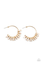 Load image into Gallery viewer, Poshly Primitive White Stone Hoop Earring Paparazzi Accessories