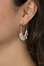 Load image into Gallery viewer, Poshly Primitive White Stone Hoop Earring Paparazzi Accessories