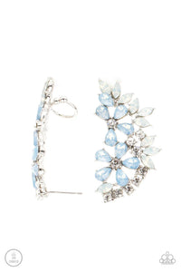 blue,ear crawler,post,rhinestones,Garden Party Powerhouse Blue Rhinestone Post Ear Crawler Earrings