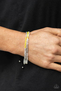 Bead Me Up Scotty! Yellow Seed Bead Pull-Tie Bracelet Paparazzi Accessories
