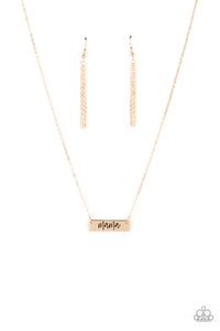 gold,hearts,inspirational,short necklace,Blessed Mama Gold Necklace